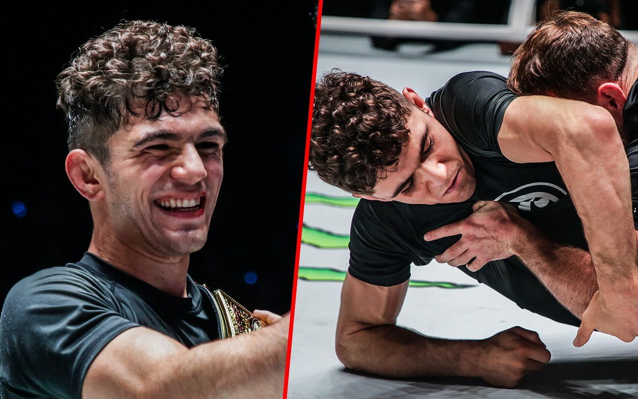 Mikey Musumeci (left) and Musumeci during a fight (right) | Image credit: ONE Championship