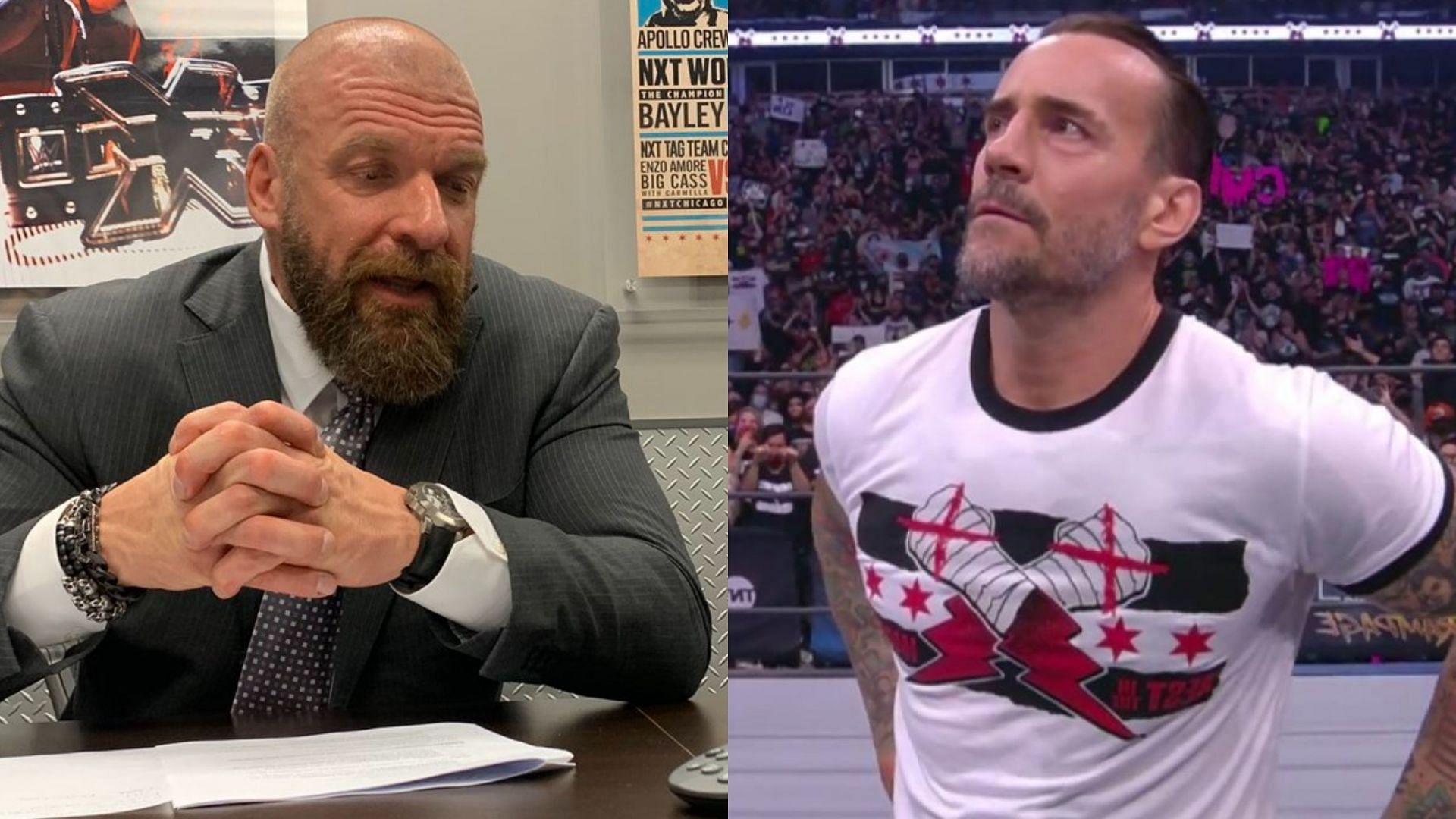WWE Chief Content Officer Triple H (left) and CM Punk (right)