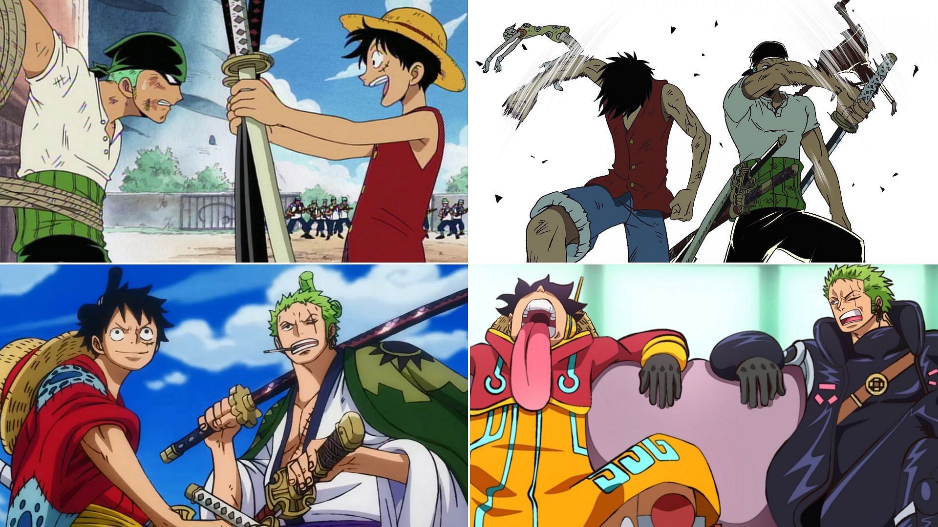 Luffy and Zoro throughout One Piece (Image via Toei Animation, One Piece)