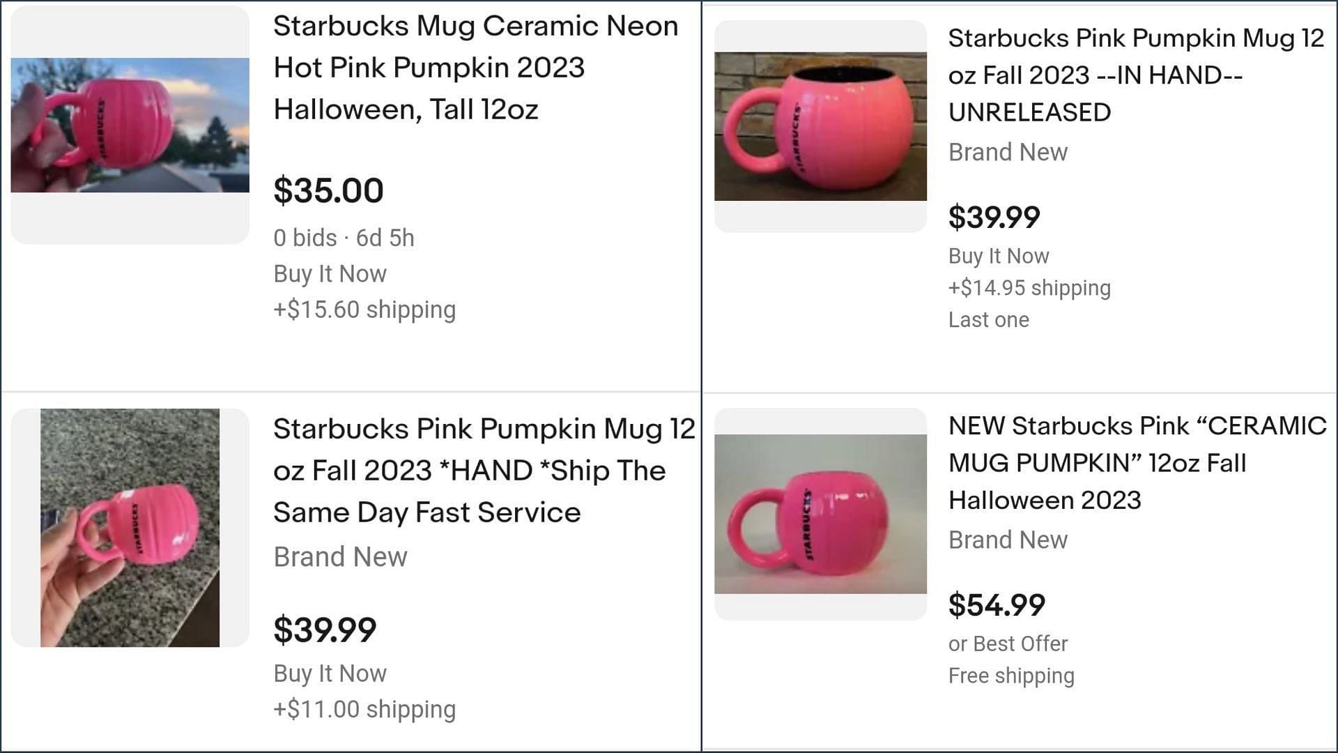 The rumored Pink Pumpkin Mug started appearing on TikTok this week but there has been no confirmation of its launch (Image via eBay)