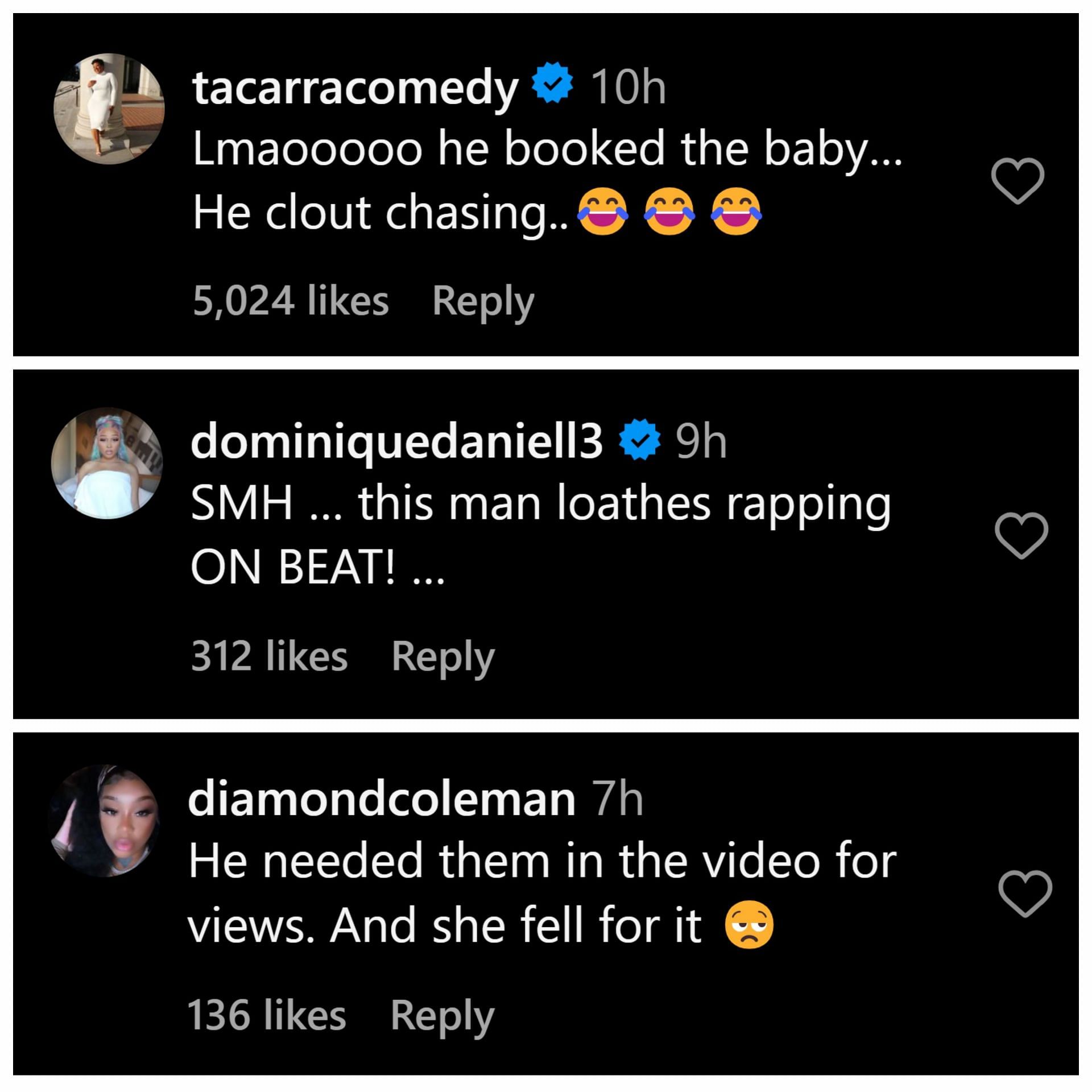 Instagram users react to the music video (Image via Instagram)