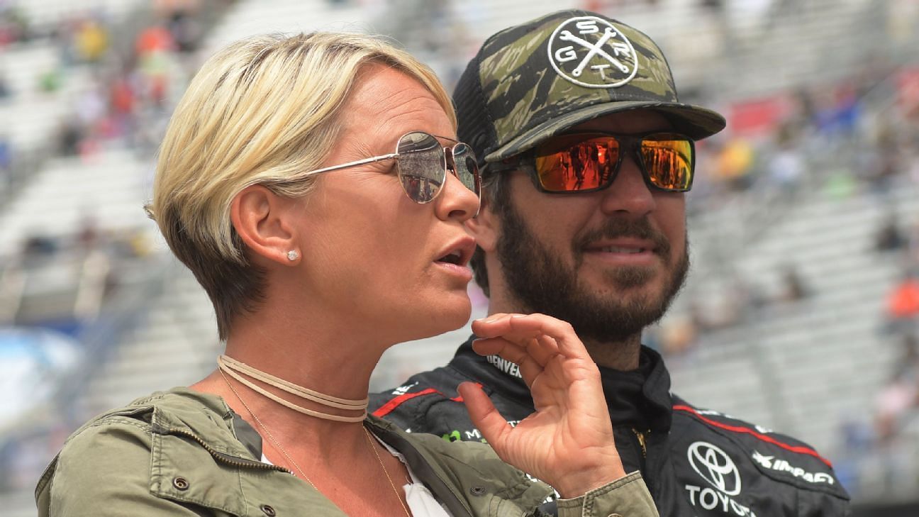 Sherry Pollex with her ex-boyfriend Martin Truex Jr. Furniture Row Racing Toyota Camry before the Monster Energy Cup Series Food City 500 on April 24, 2017, at Bristol Motor Speedway in Bristol, TN. Picture Credits: Jeffrey Vest/Icon Sportswire