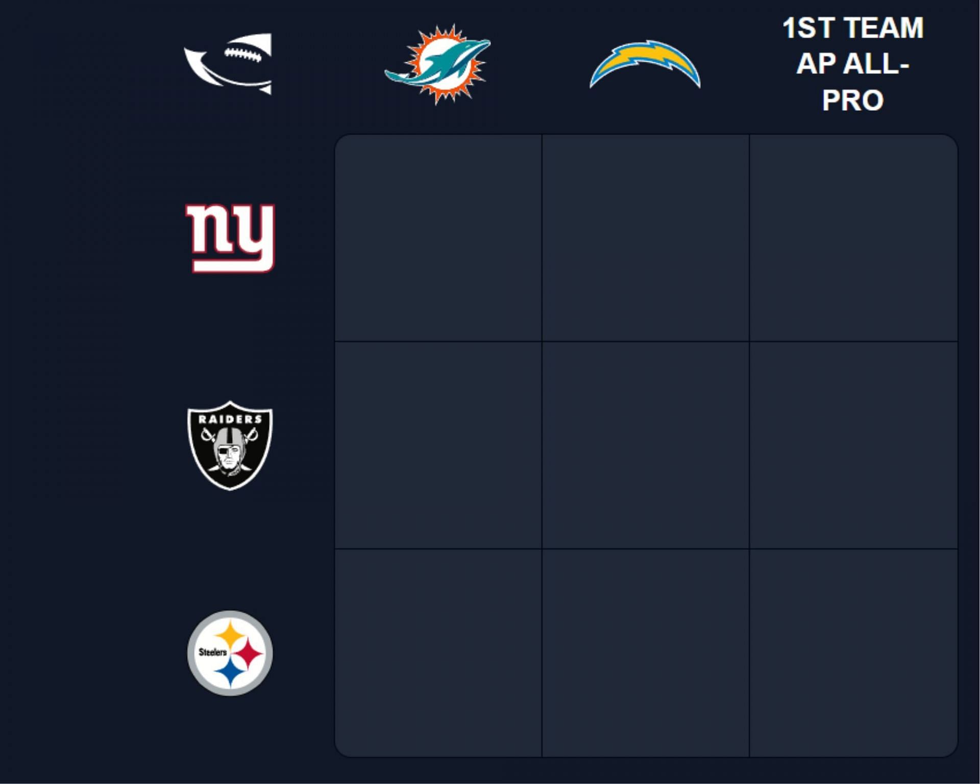 2023 NFL schedule team grid