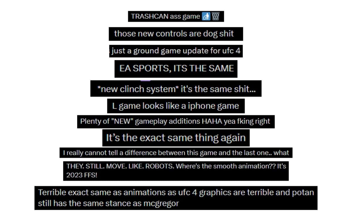 EA Sports “Just a ground game update for UFC 4” Fans express