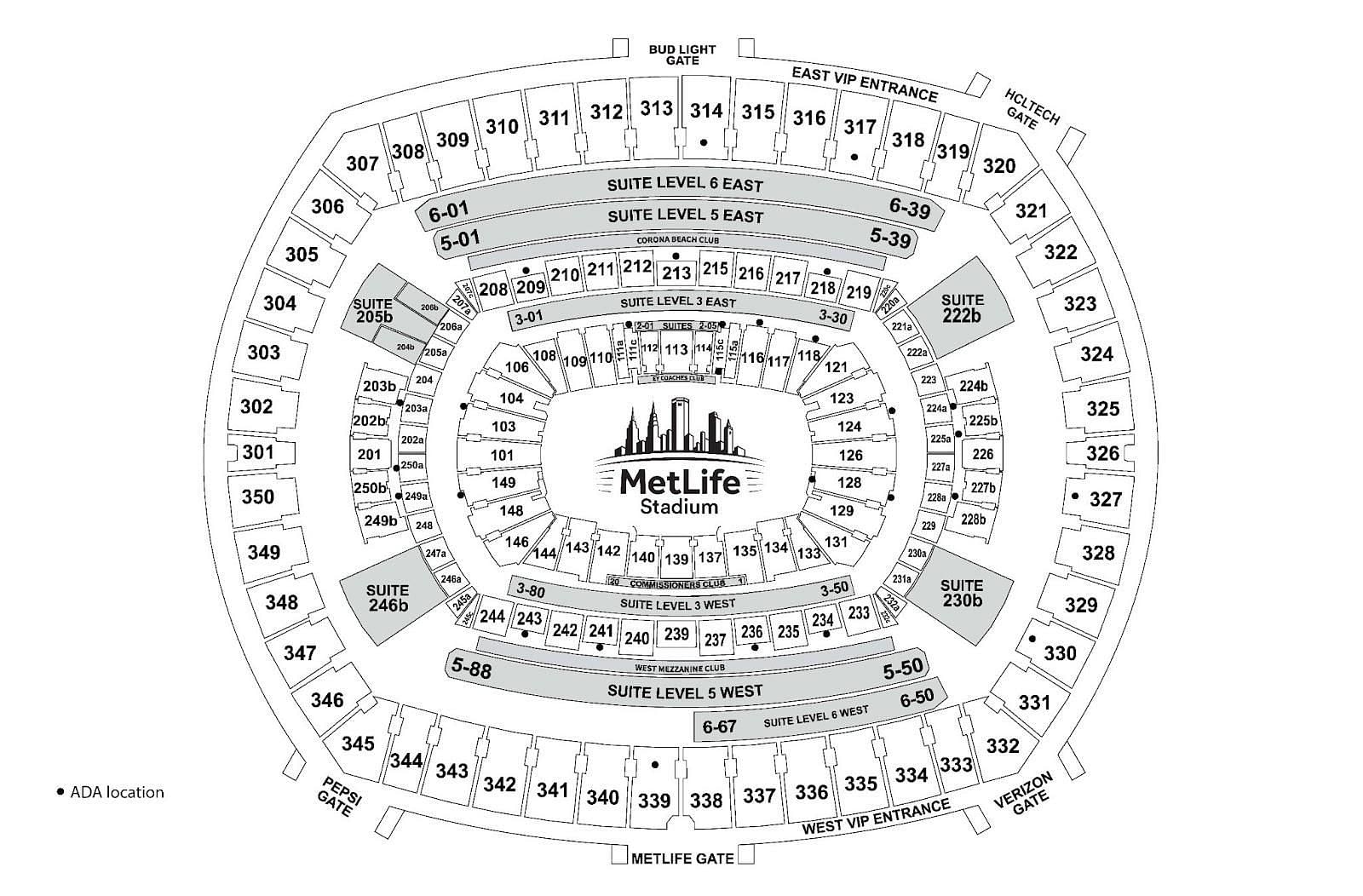 MetLife Stadium Seating Chart