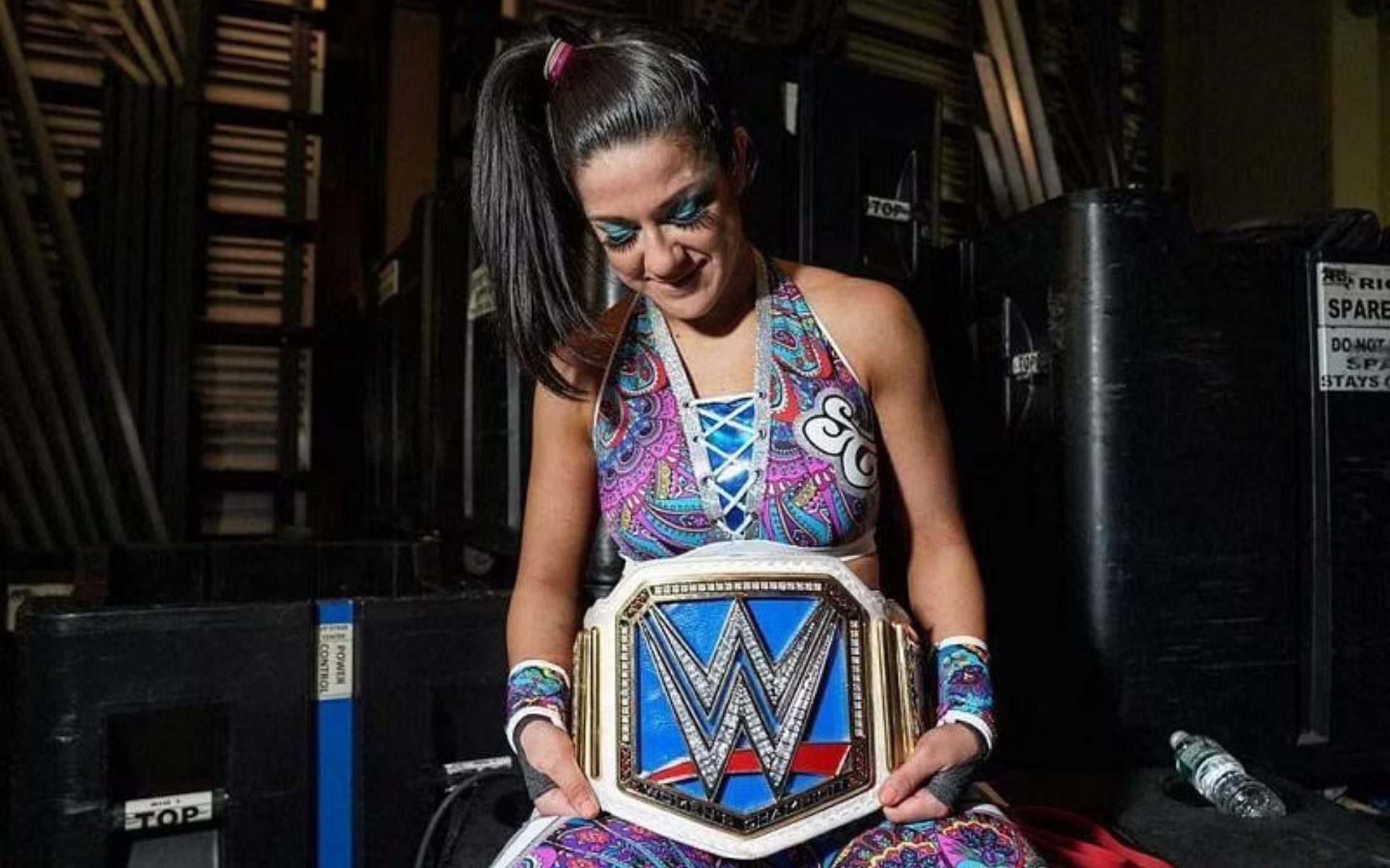Bayley with the Smackdown Women&#039;s title.