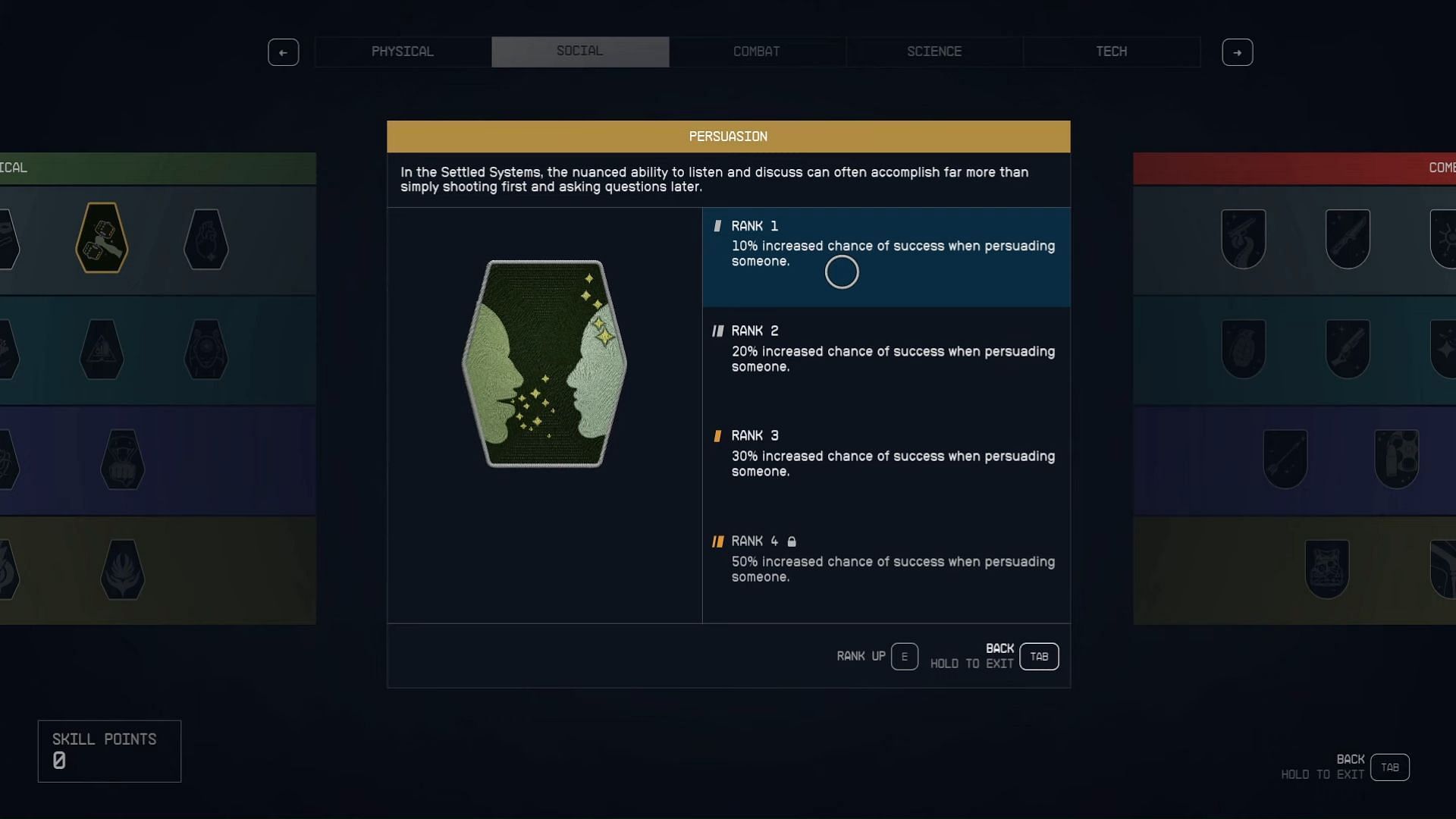 Persuasion, another Starfield Social skill (Image via Bethesda)
