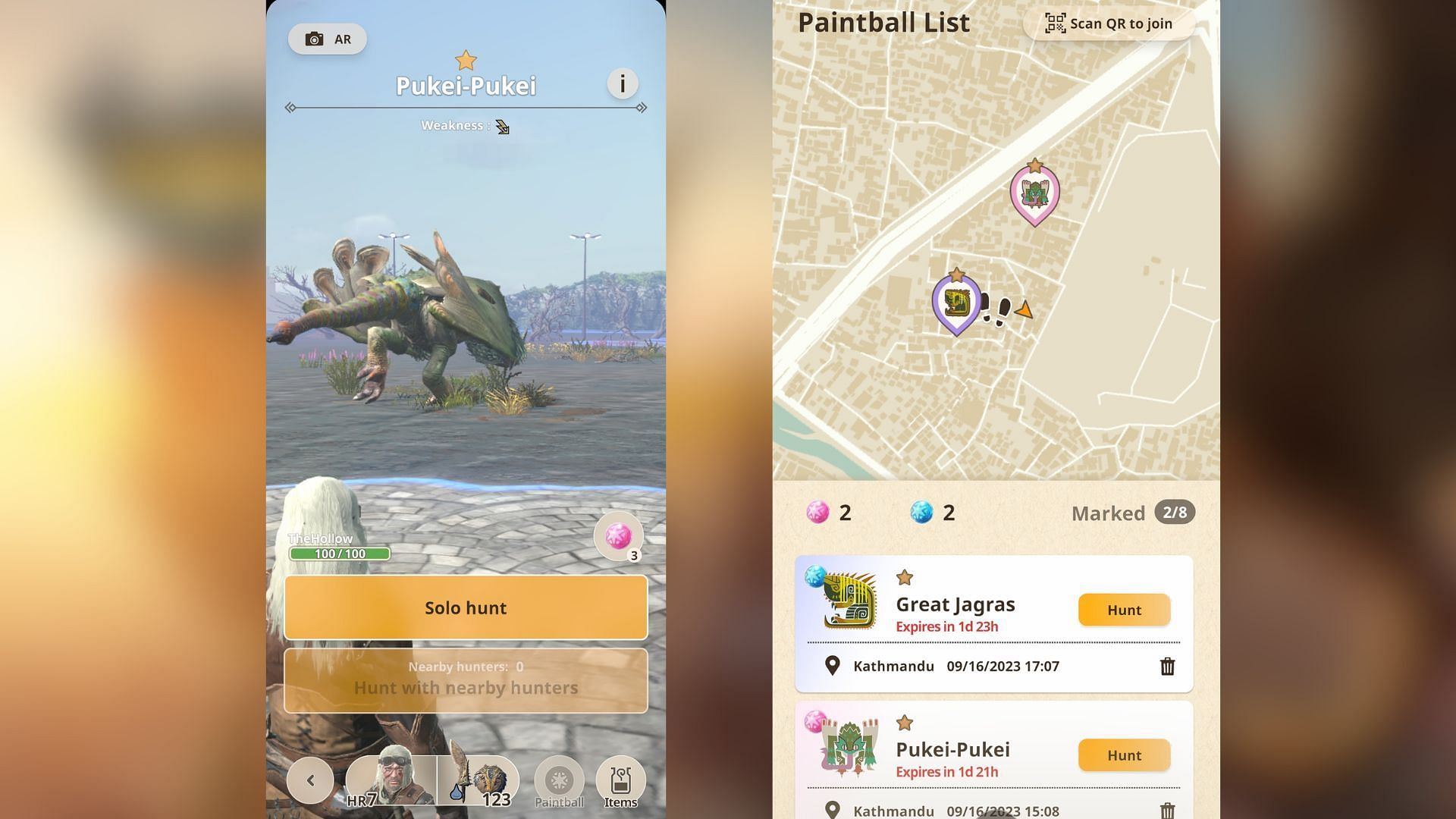 Mark monsters using Paintballs and hunt them later. (Image via Niantic)