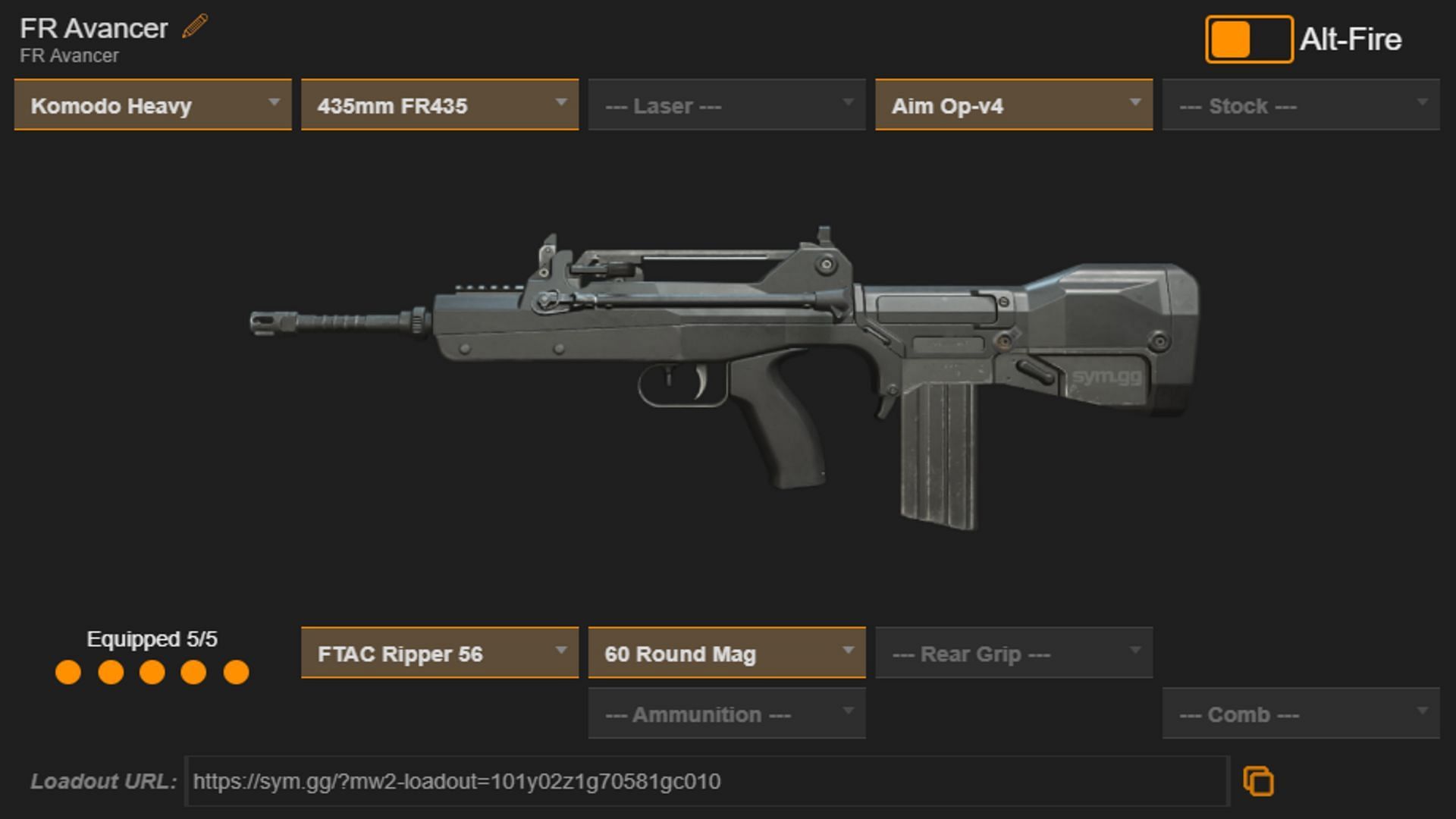 FR Avancer loadout (Image via sym.gg)