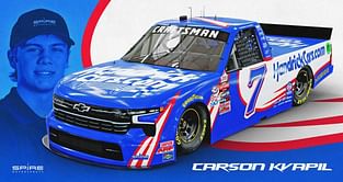 Carson Kvapil will drive Spire Motorsports’ number 7 Chevy Silverado at Bristol