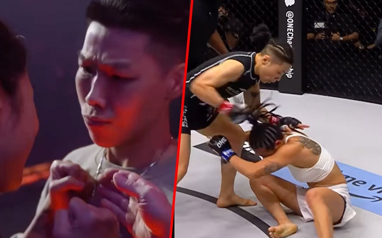 Xiong Jing Nan (left) and Xiong fighting Angela Lee (right) | Image credit: ONE Championship