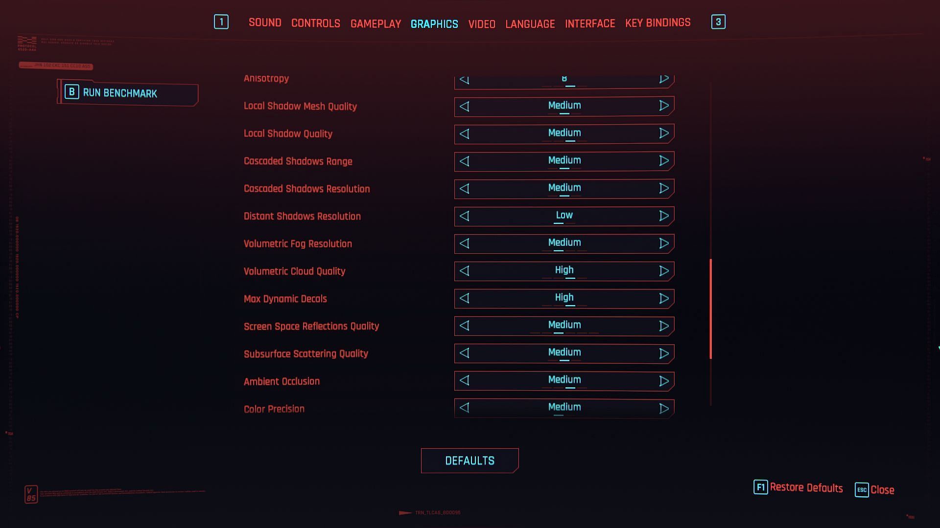 Advanced settings in Cyberpunk 2077 2.0 (Image via CD Projekt Red)