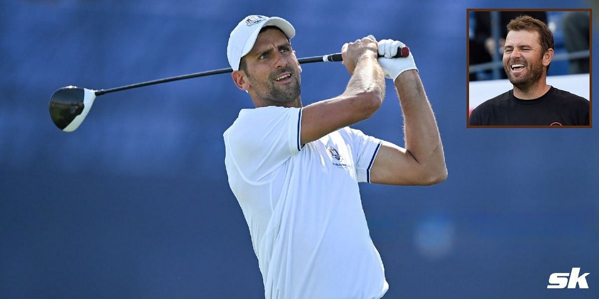 Mardy Fish pokes fun at the Serb&rsquo;s golf technique at Ryder Cup All-Star game