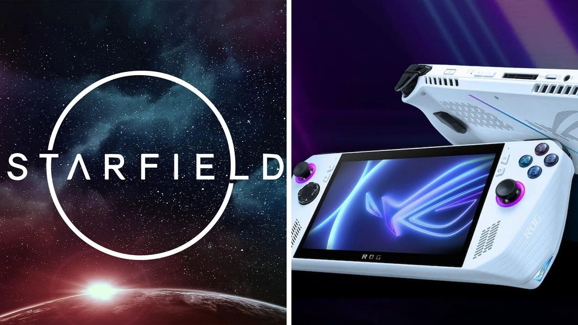 The ASUS ROG Ally can play Starfield with some tweaks (Image via Bethesda and ASUS)