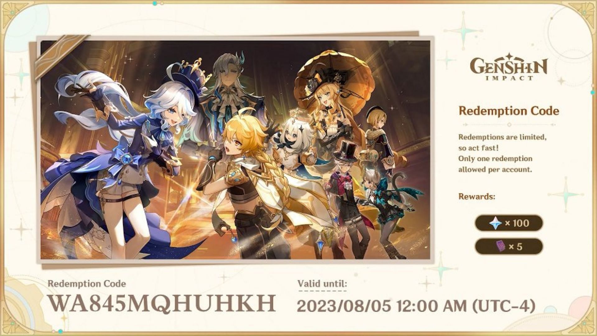 Genshin, 4.1 Livestream Contents & Codes