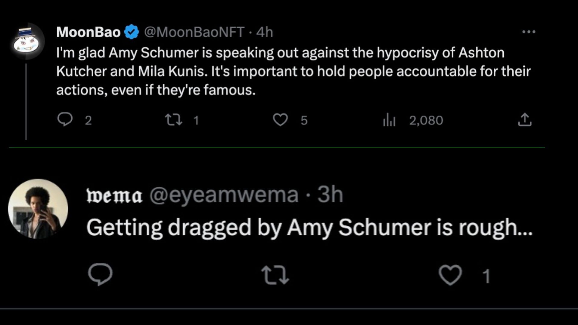 Some people supported Amy Schumer&#039;s response. (Images via Twitter)