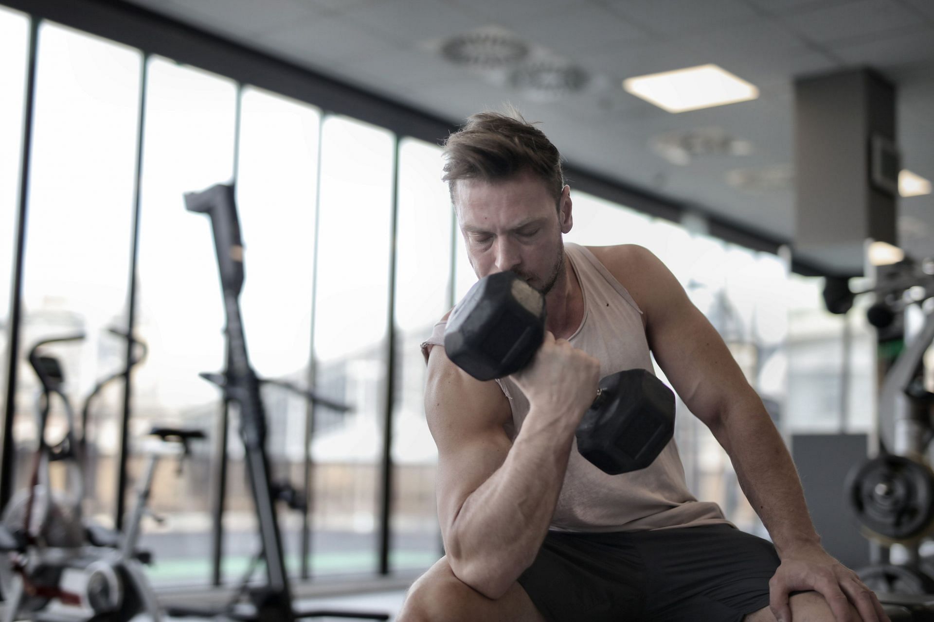 Bicep curls. (Image credits: Pexels/ Andrea Piacquadio) nter caption m