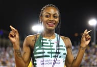 Sha'Carri Richardson after winning the women's 100m at the 2023 Doha Diamond League in Qatar