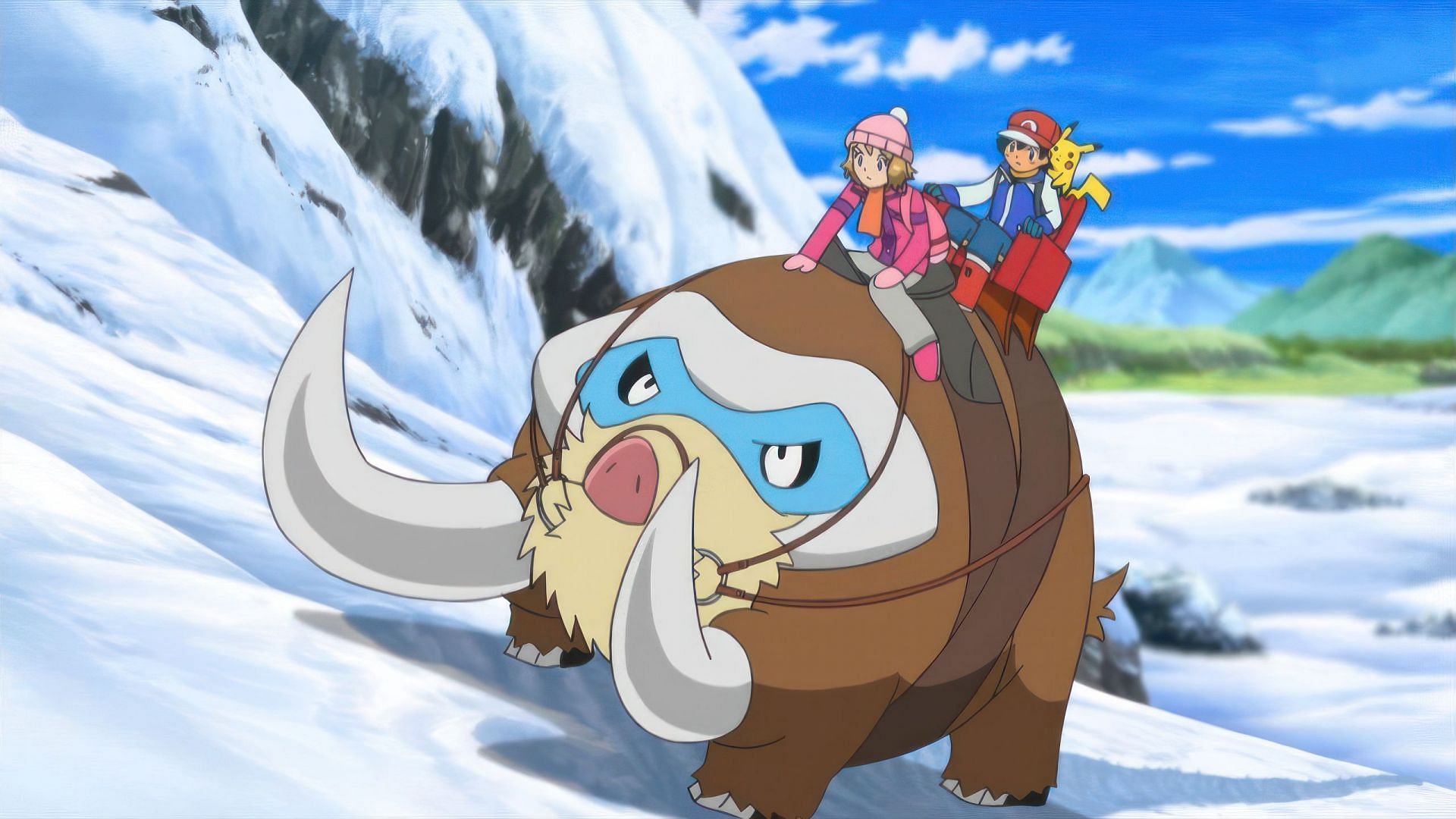 Mamoswine as seen in the anime (Image via The Pokemon Company)