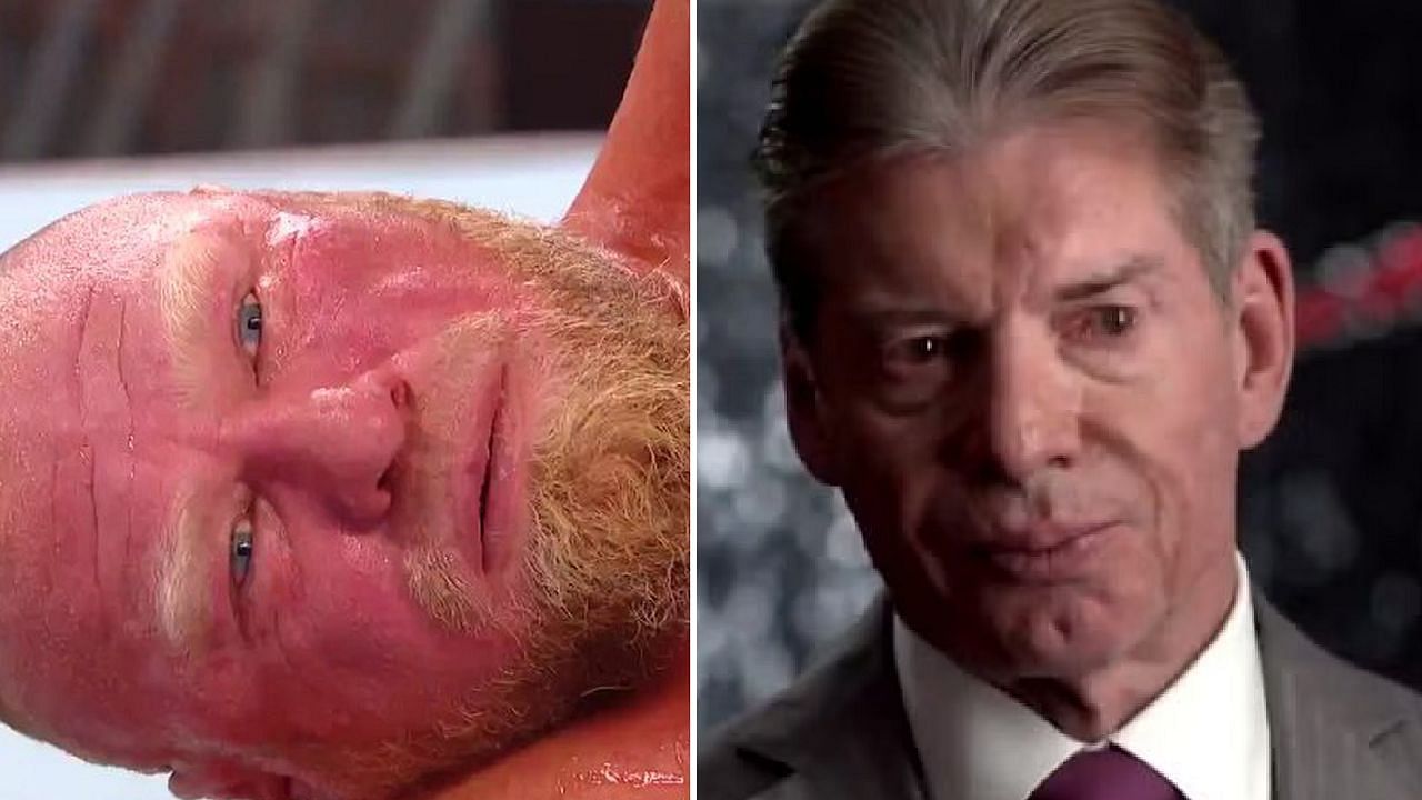 Brock Lesnar (left); Vince McMahon (right)