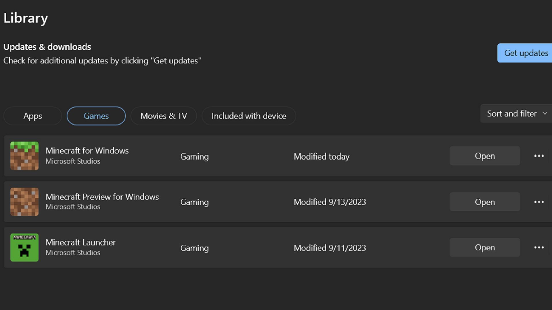 Minecraft Bedrock can be updated on Windows 10/11 PCs via the Microsoft Store (Image via Microsoft)