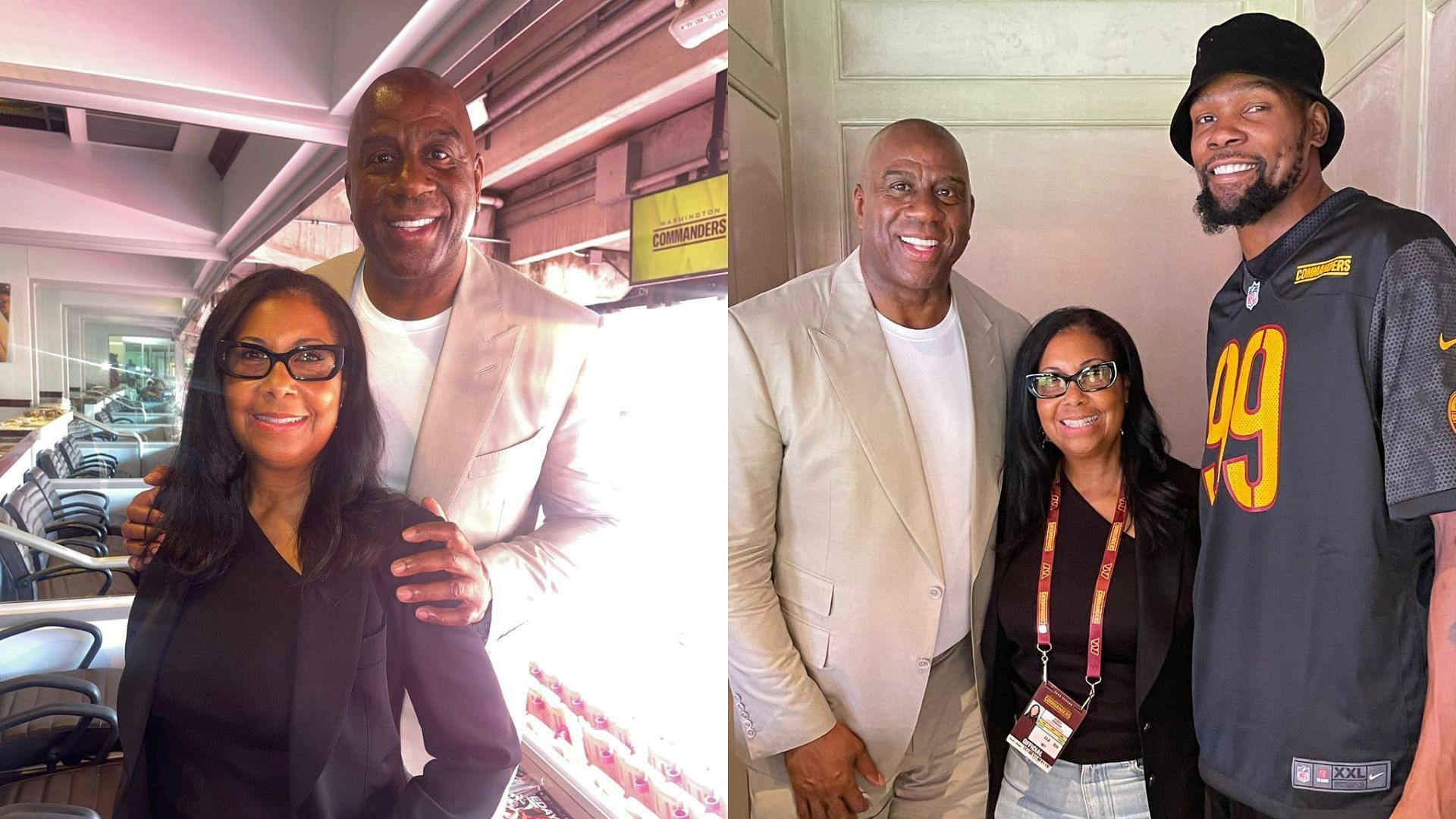 Magic Johnson and wife Cookie attend the Washington Commanders