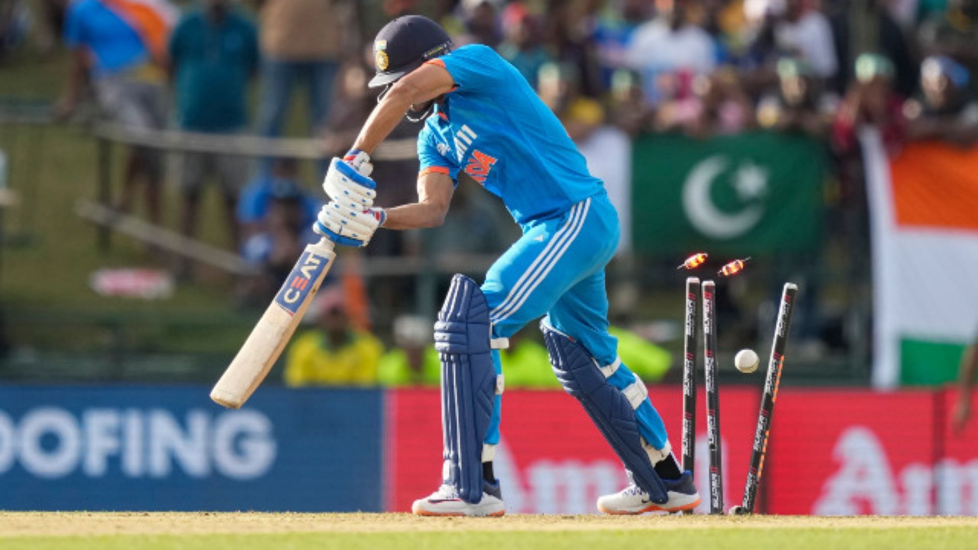 Shubman Gill was castled for just 10 against Pakistan (P.C.:X)