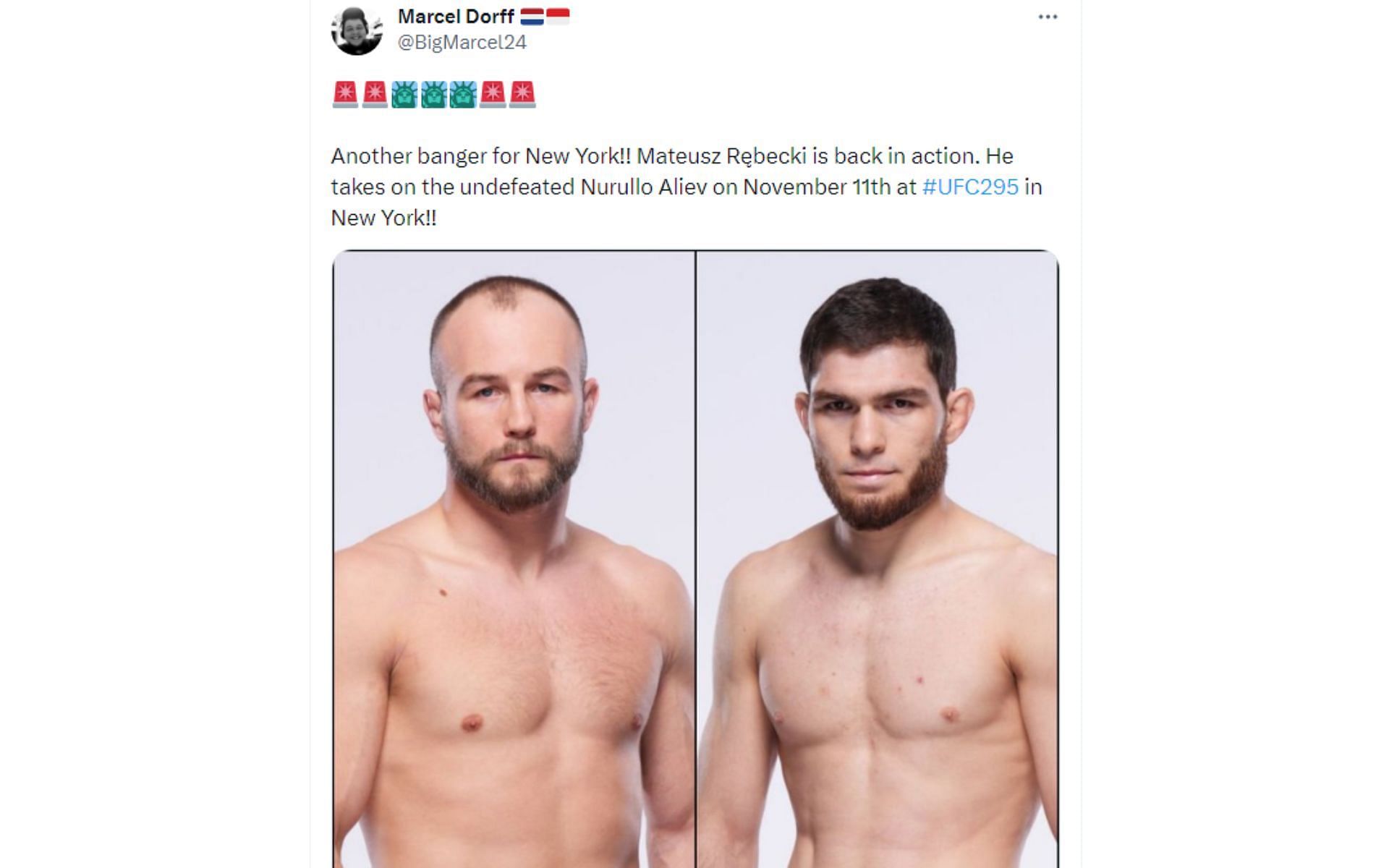 Marcel Dorff tweet regarding the lightweight bout