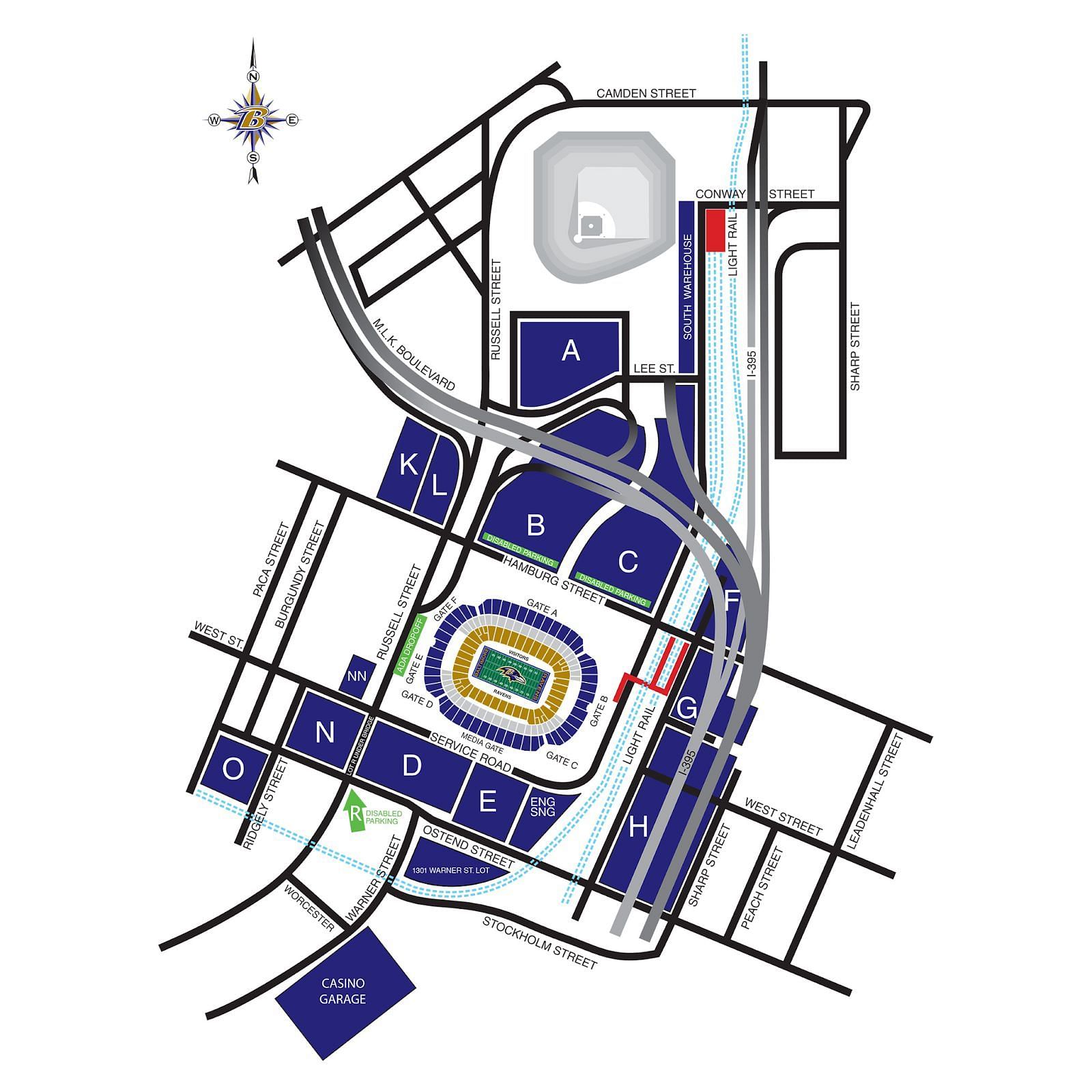 Parking Map of the M&amp;T Banks Stadium