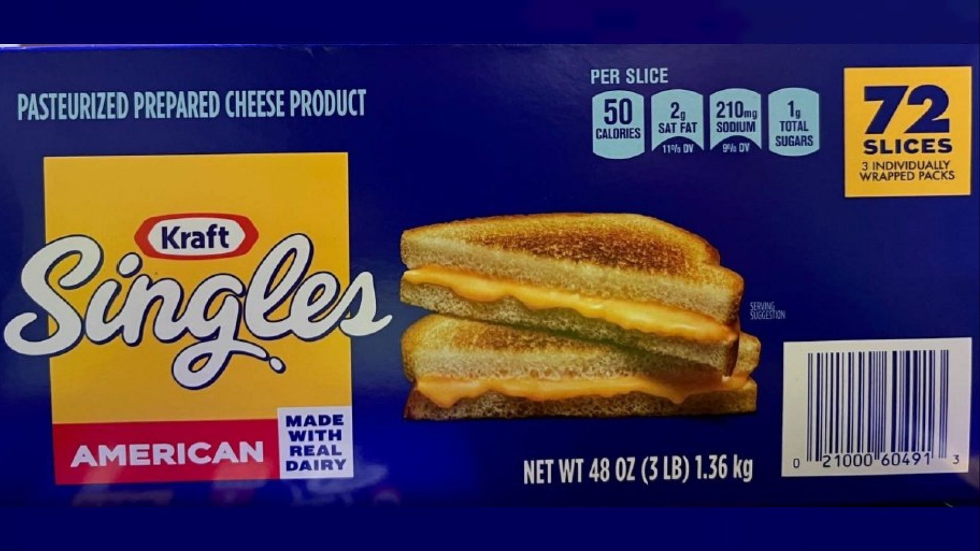 The recalled Kraft Singles American Cheese sliced may pose risks of choking and gagging (Image via Kraft Heinz)