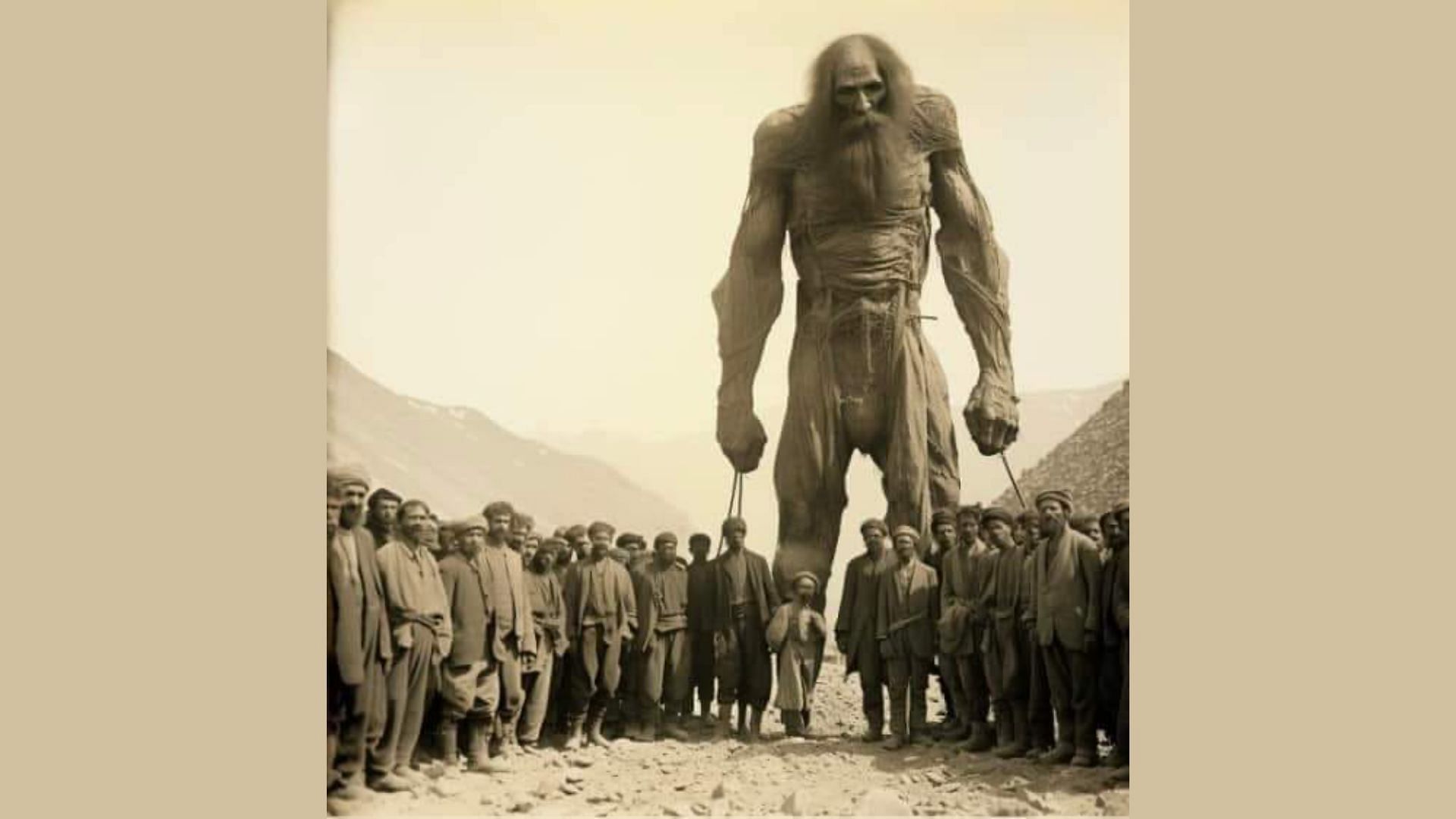 Is the Giant of Kandahar of 1923 real or fake? (Image via snip from Facebook/@Marvelous Tajz)