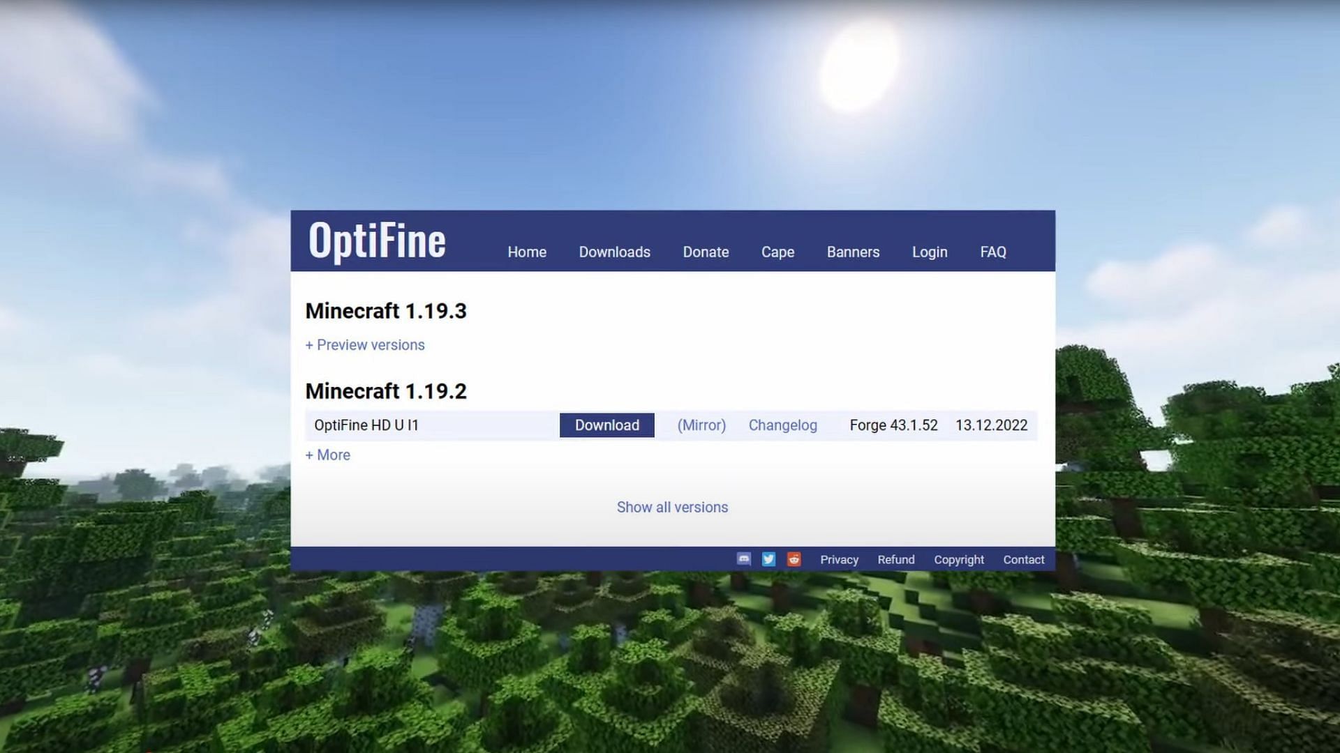 Optifine mod pack for Minecraft (Image via TheChrisCross)