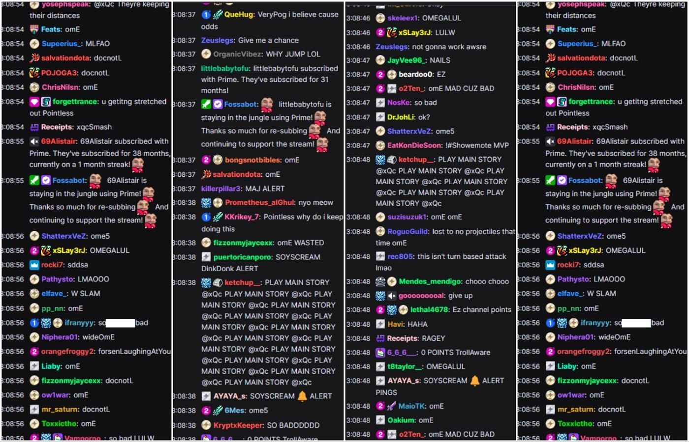 The streamer&#039;s chat was ruthless during the MK1 matches (Image via xQc/Twitch)