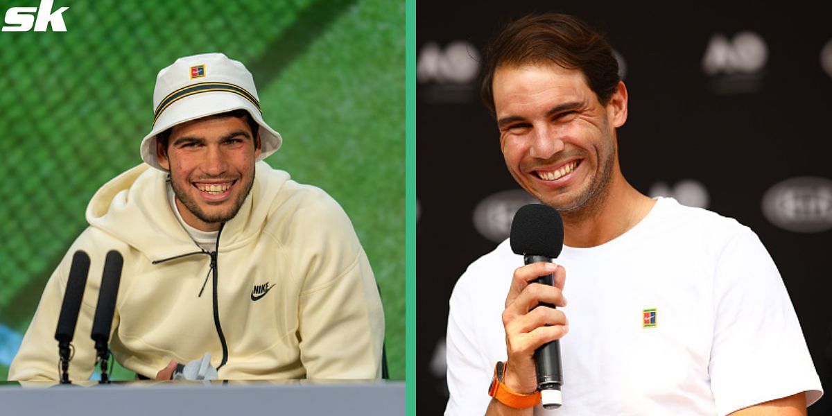 Carlos Alcaraz (L) and Rafael Nadal (R)