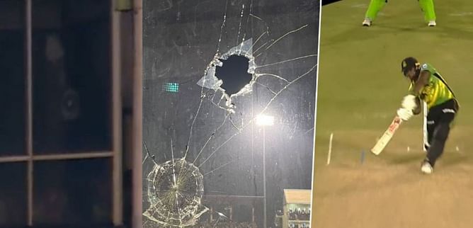 [Watch] Fabian Allen smashes window with a monstrous straight 6 in JT vs GAW CPL 2023 clash