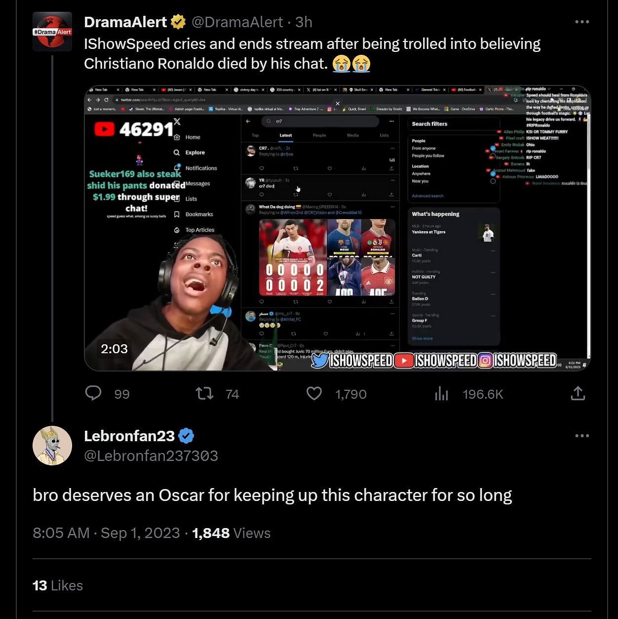 Netizens weighing in on the streamer&#039;s clip 1/3 (Image via Twitter)