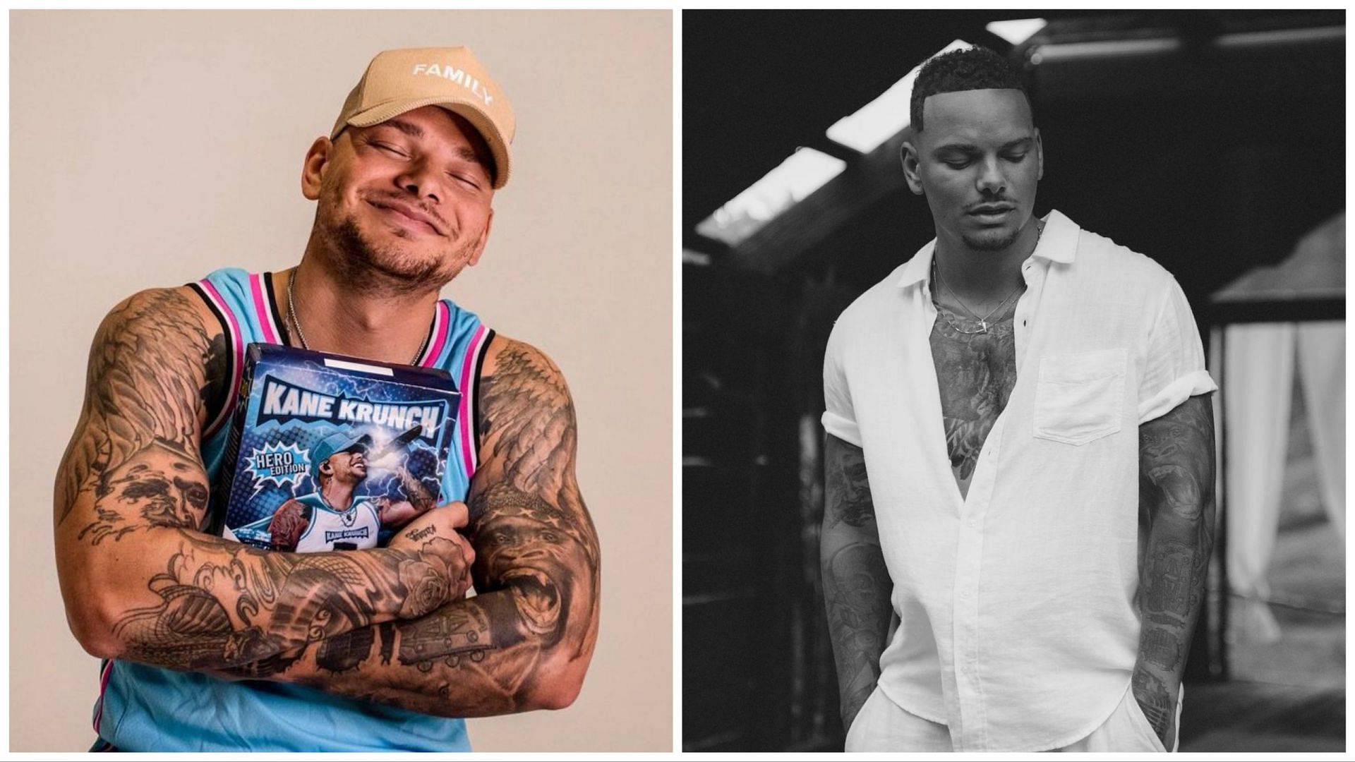 Two portraits of Kane Brown (Images via official Instagram @kanebrown)