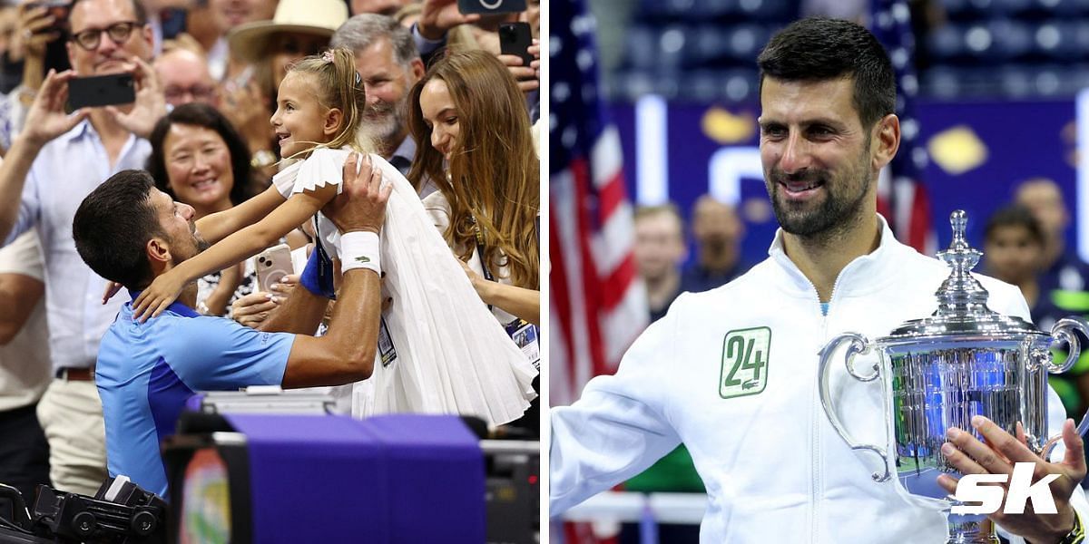 Novak Djokovic celebrated with his daughter Tara after winning his 24th Major title at the 2023 US Open