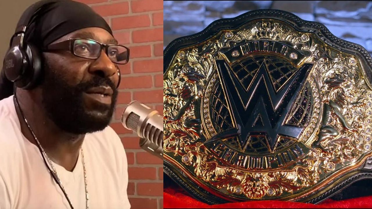 Booker T (left) and WWE World title (right)
