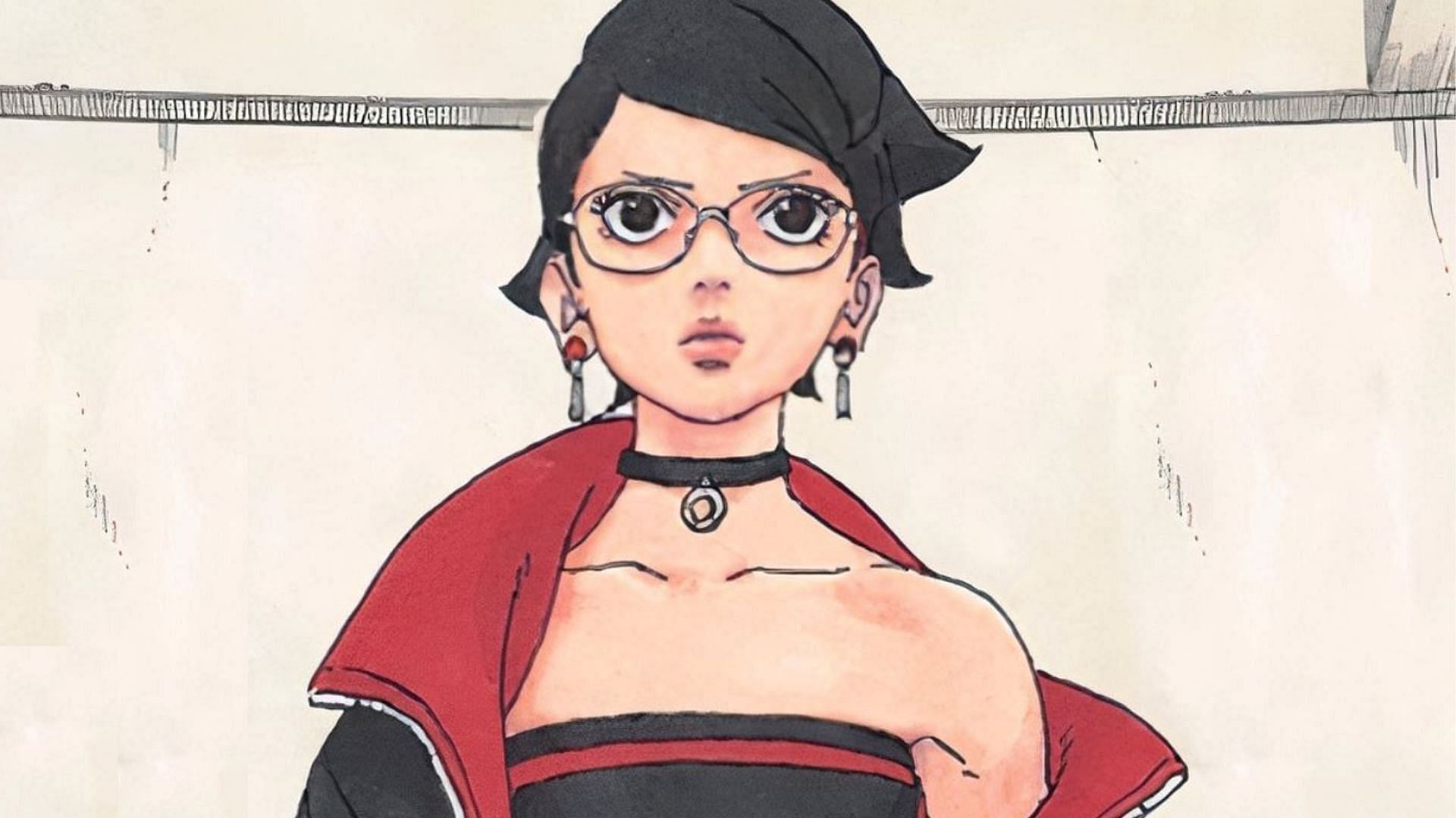 Sarada Uchiha as seen in the Boruto: Two Blue Vortex manga (Image via Shueisha)