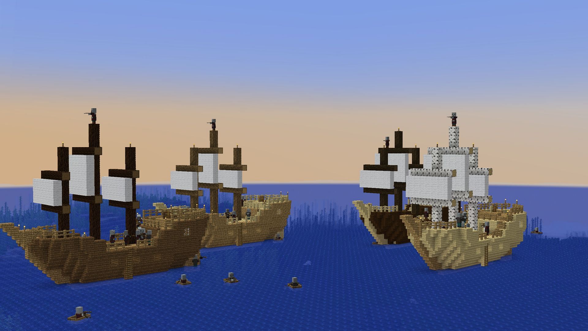 Ships adds various kinds of ships that contain Illager mobs in the game (Image via Modrinth)