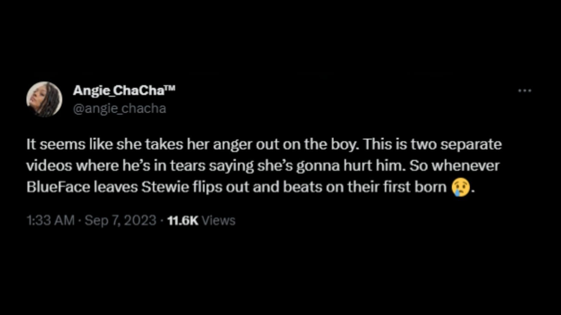 Screenshot of an X user remarking on the Thotiana rapper and Jaidyn Alexis&#039; son&#039;s claims about his mom. (Photo @princesitahhhhh/X)