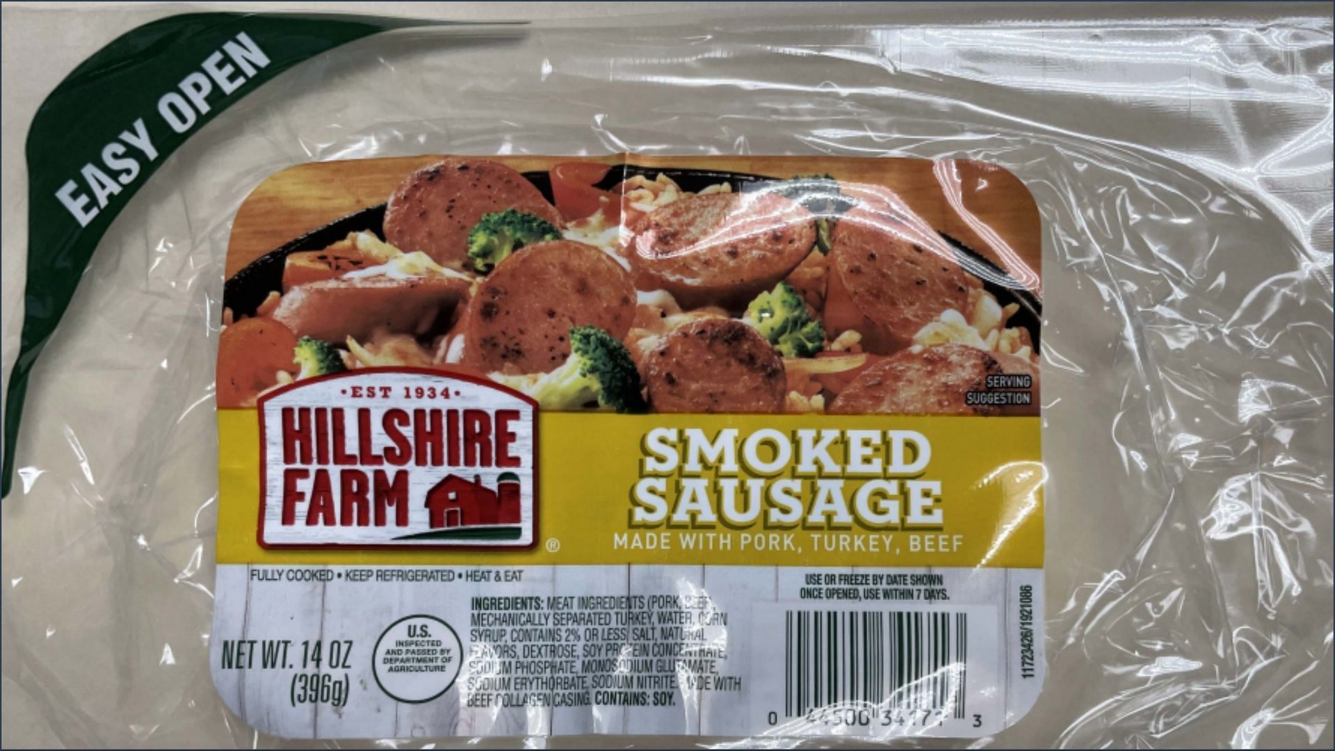 The recalled Hillshire Farms smoked sausage products have led to one oral injury (Image via FSIS)