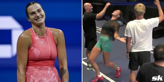 WATCH: Aryna Sabalenka playfully shimmies during spontaneous limbo dance in warmup session ahead of US Open SF