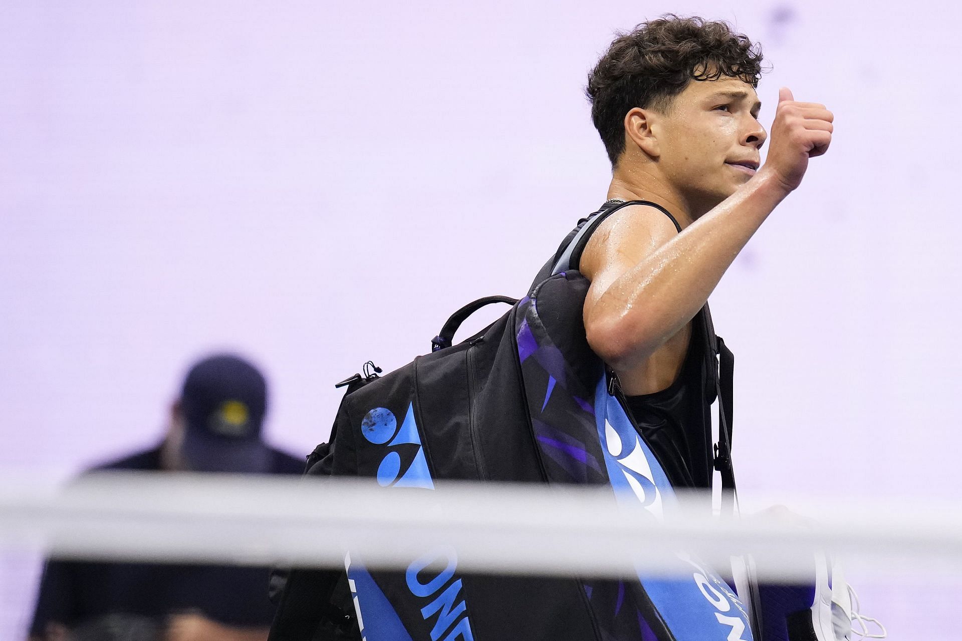 Ben Shelton leaving the court after semifinal loss to Novak Djokovic at the US Open