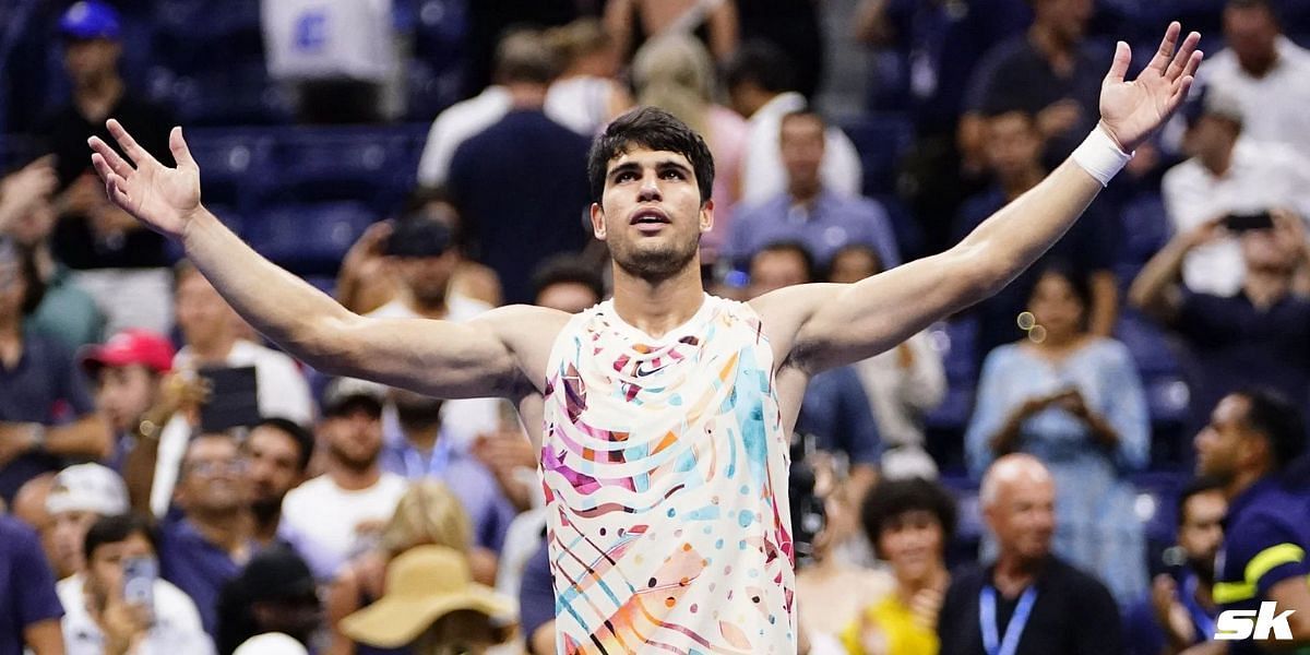 Carlos Alcaraz celebrates: US Open 2023