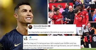 "Ten Hag better apologize to Ronaldo", "Theatre of tears" - Twitter goes wild as Manchester United suffer 3-1 loss to Brighton