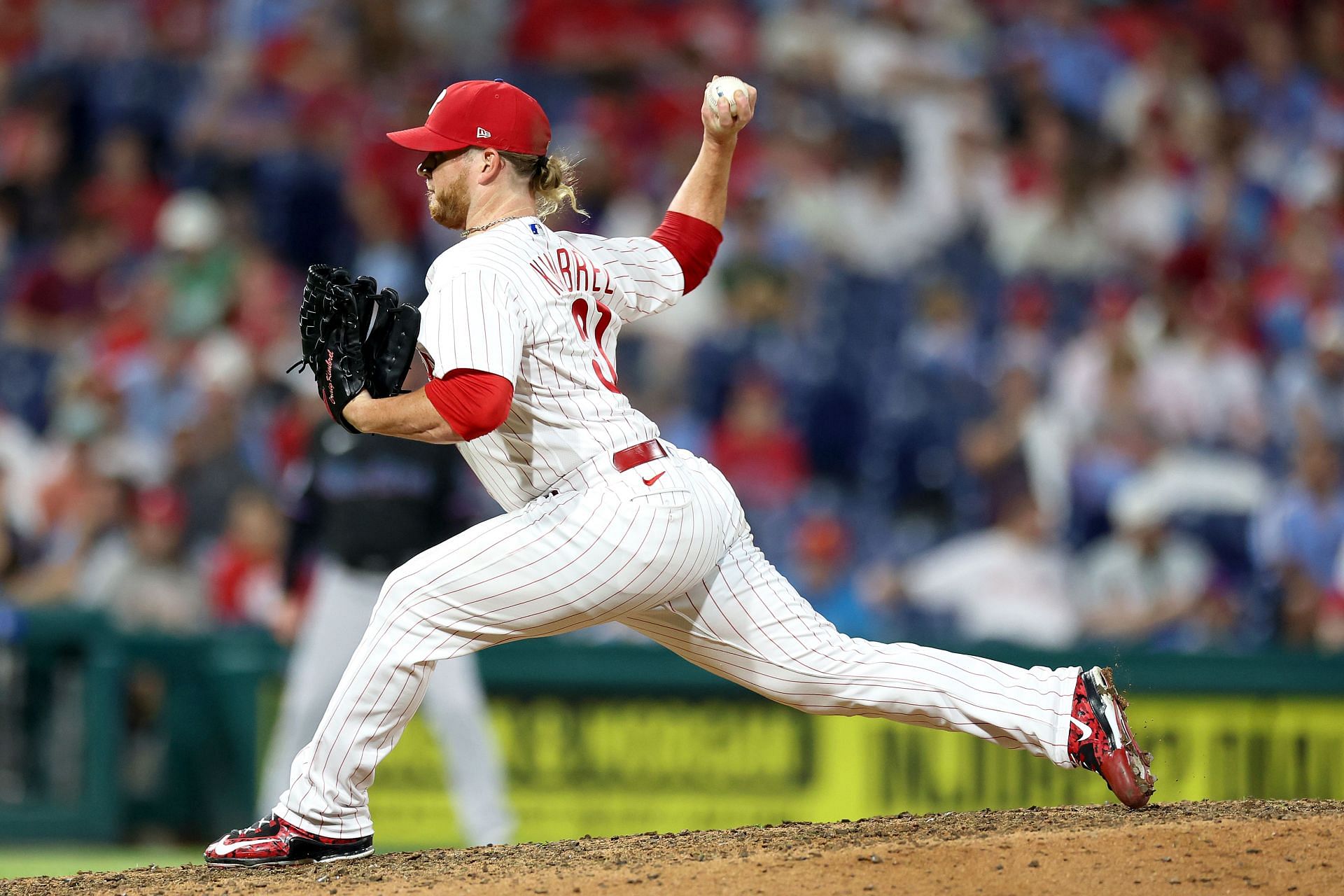 Craig Kimbrel of the Philadelphia Phillies pitches during the ninth inning against the Miami Marlins at Citizens Bank Park