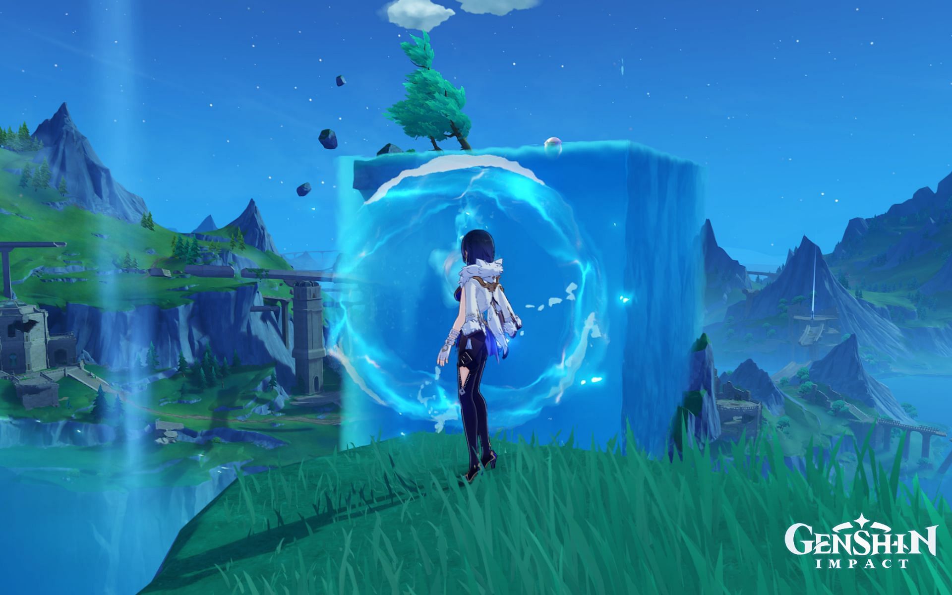 Some bubbles will pop when approached, letting you warp to another Genshin Impact spot (Image via HoYoverse)