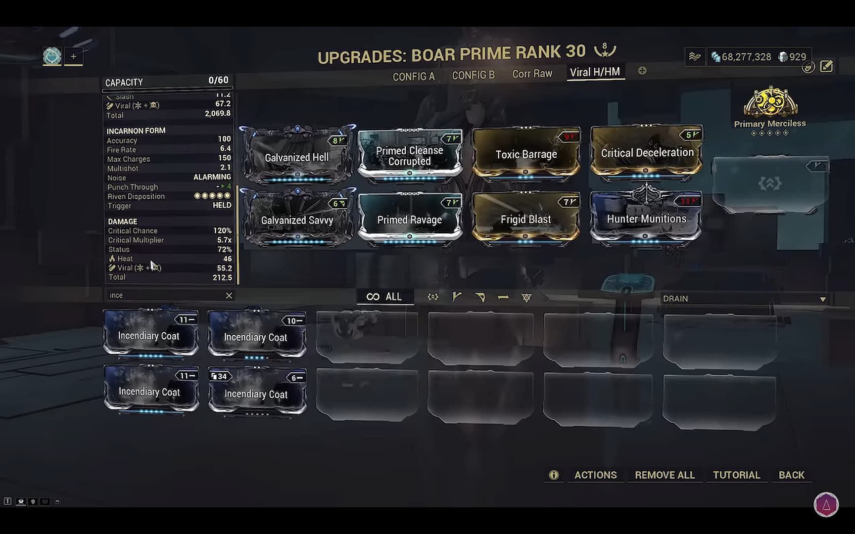 Warframe Incarnon Boar build with Galvanized Savvy and Hunter Munitions (Image via Digital Extremes)